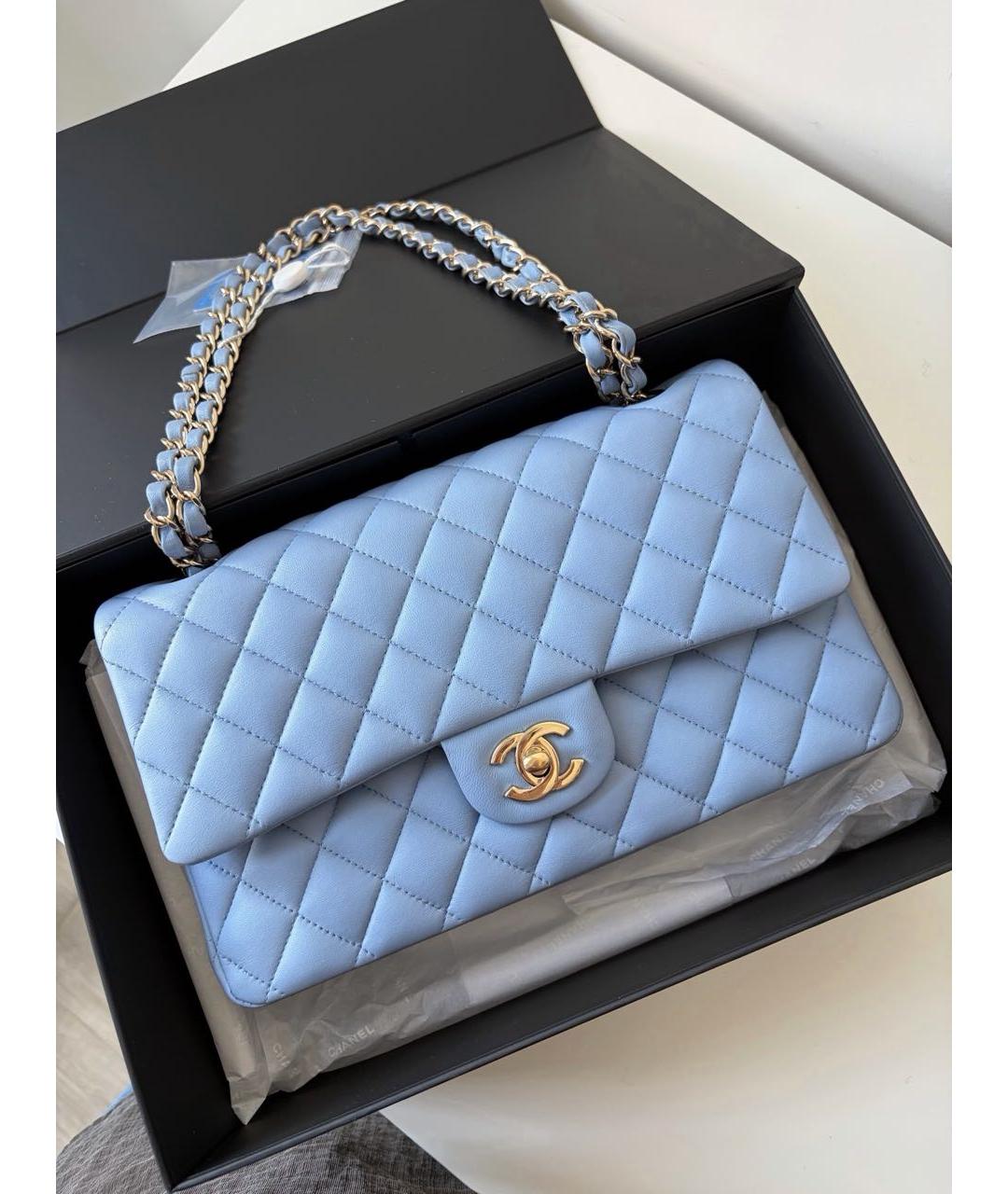 CHANEL Голубая кожаная сумка через плечо, фото 2