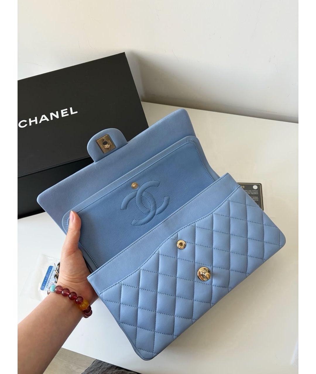 CHANEL Голубая кожаная сумка через плечо, фото 7