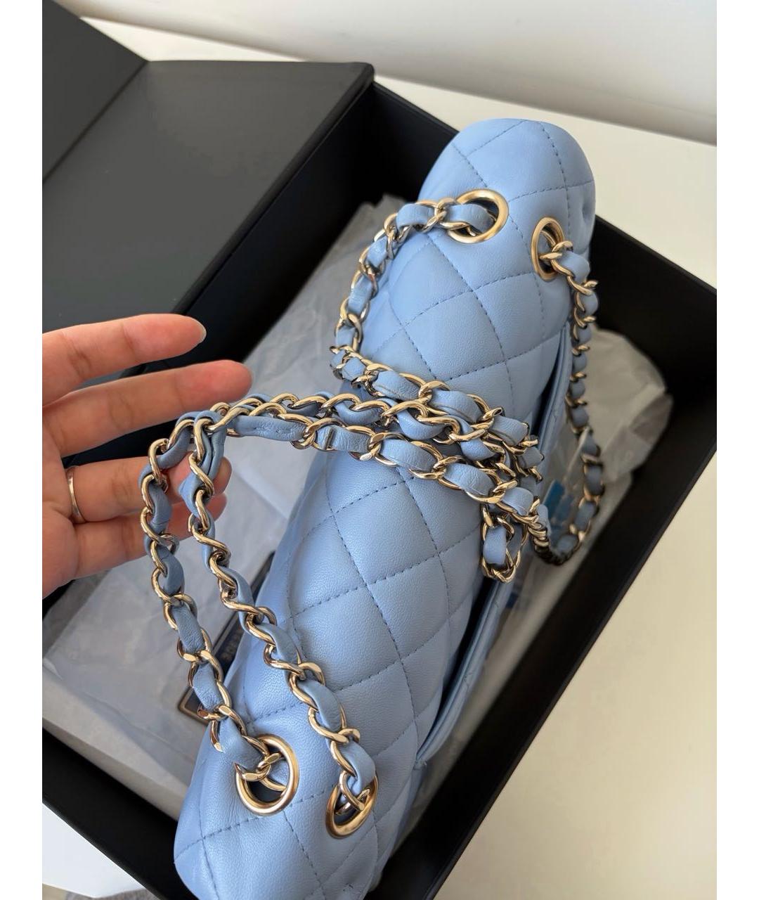 CHANEL Голубая кожаная сумка через плечо, фото 6