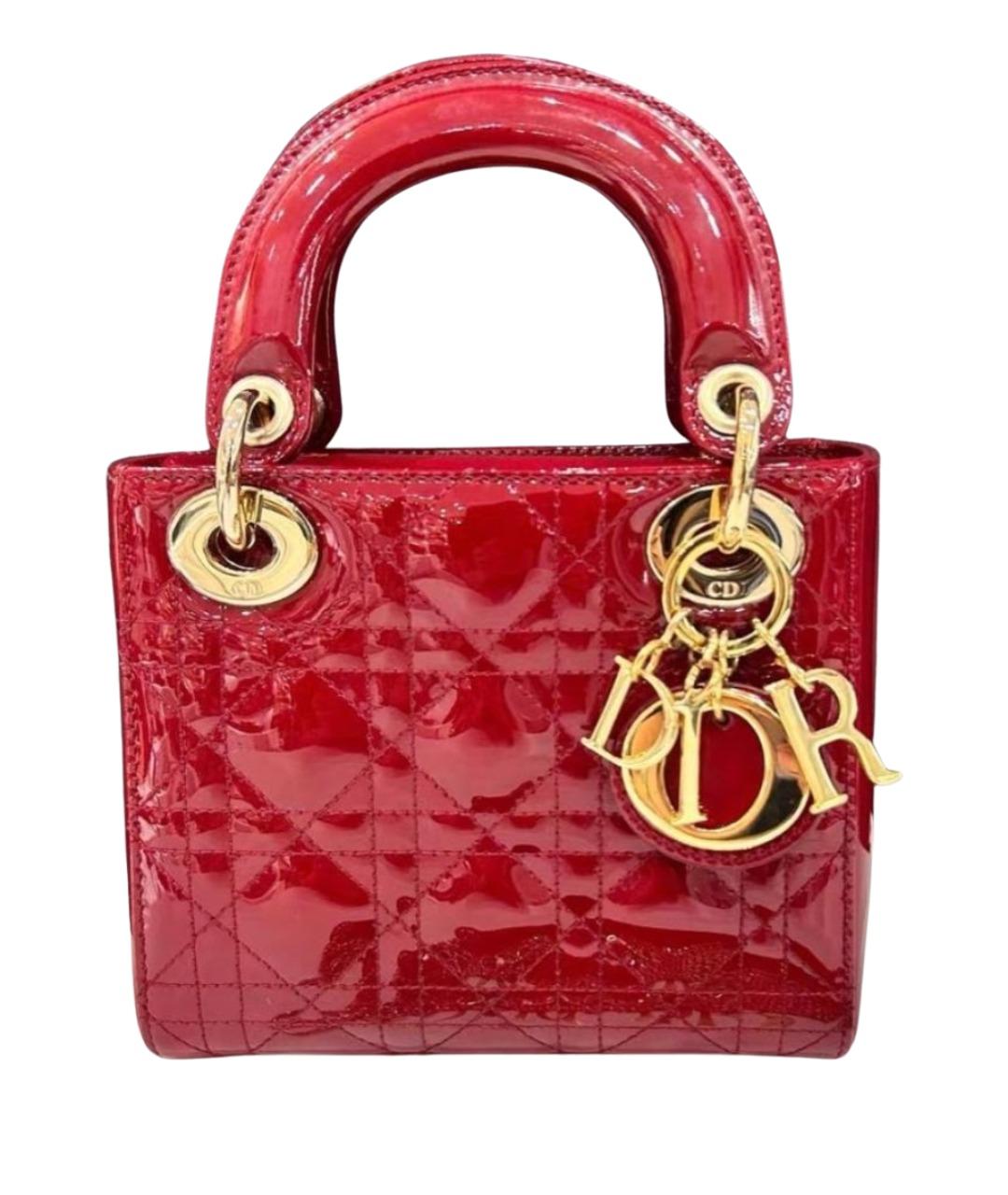 CHRISTIAN DIOR Красная сумка через плечо из лакированной кожи, фото 1