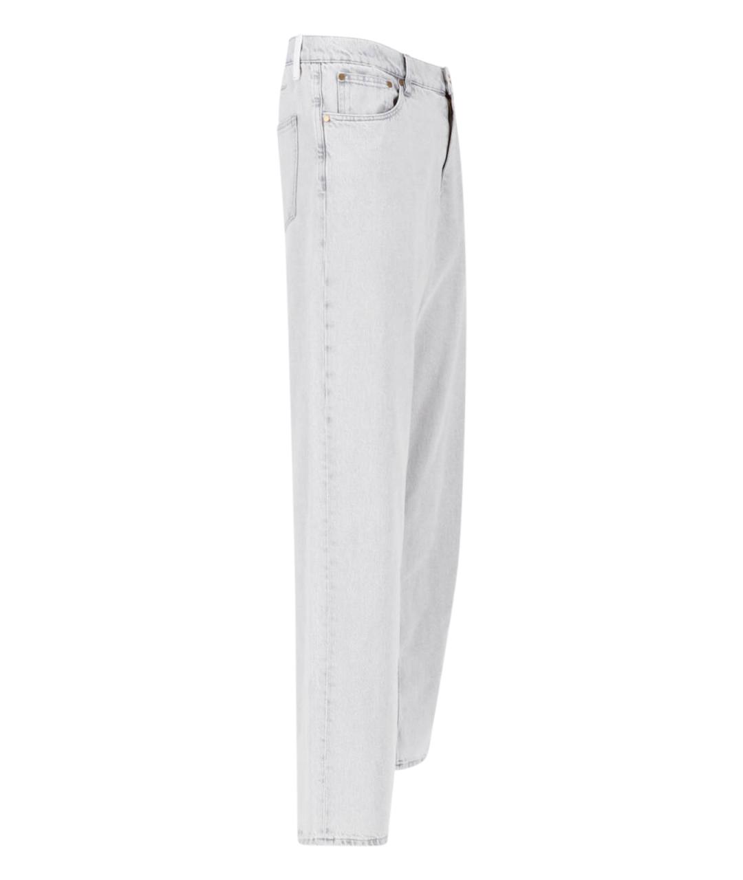 JIL SANDER Серые хлопковые прямые джинсы, фото 3