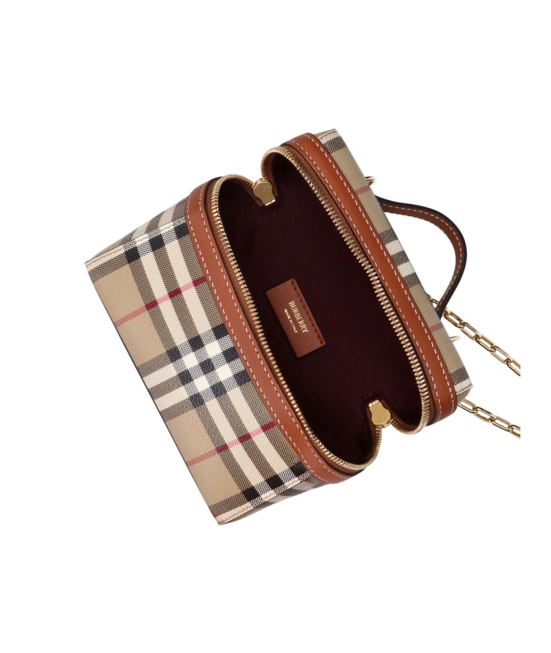 BURBERRY Бежевая сумка через плечо из канвы, фото 4