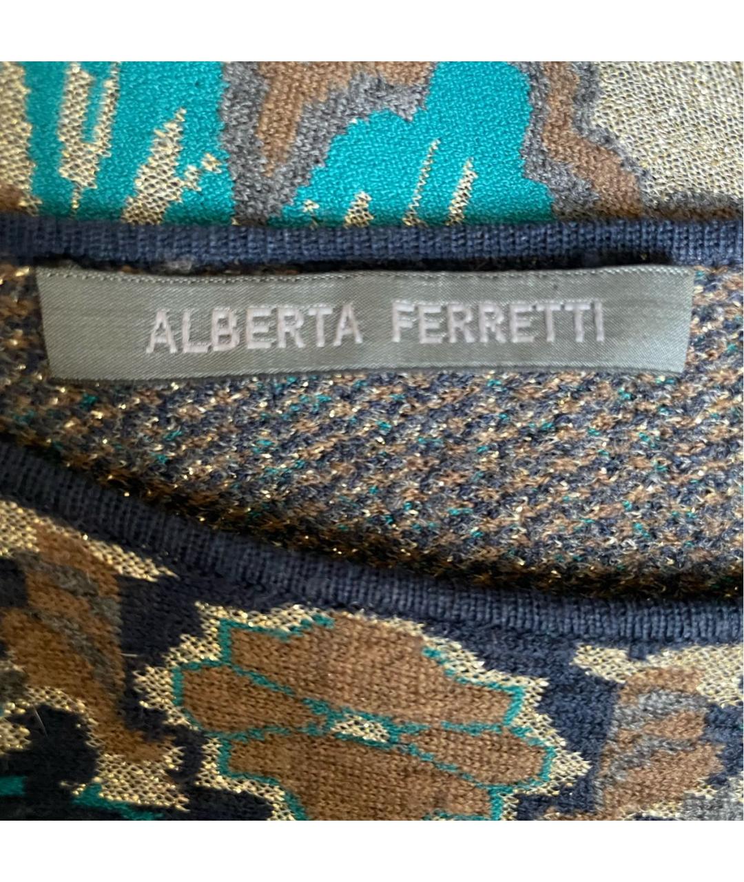 ALBERTA FERRETTI Зеленое шерстяное коктейльное платье, фото 3