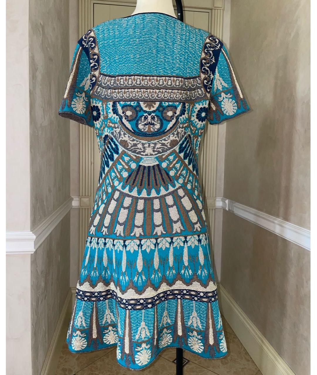 ALBERTA FERRETTI Зеленое шерстяное коктейльное платье, фото 2