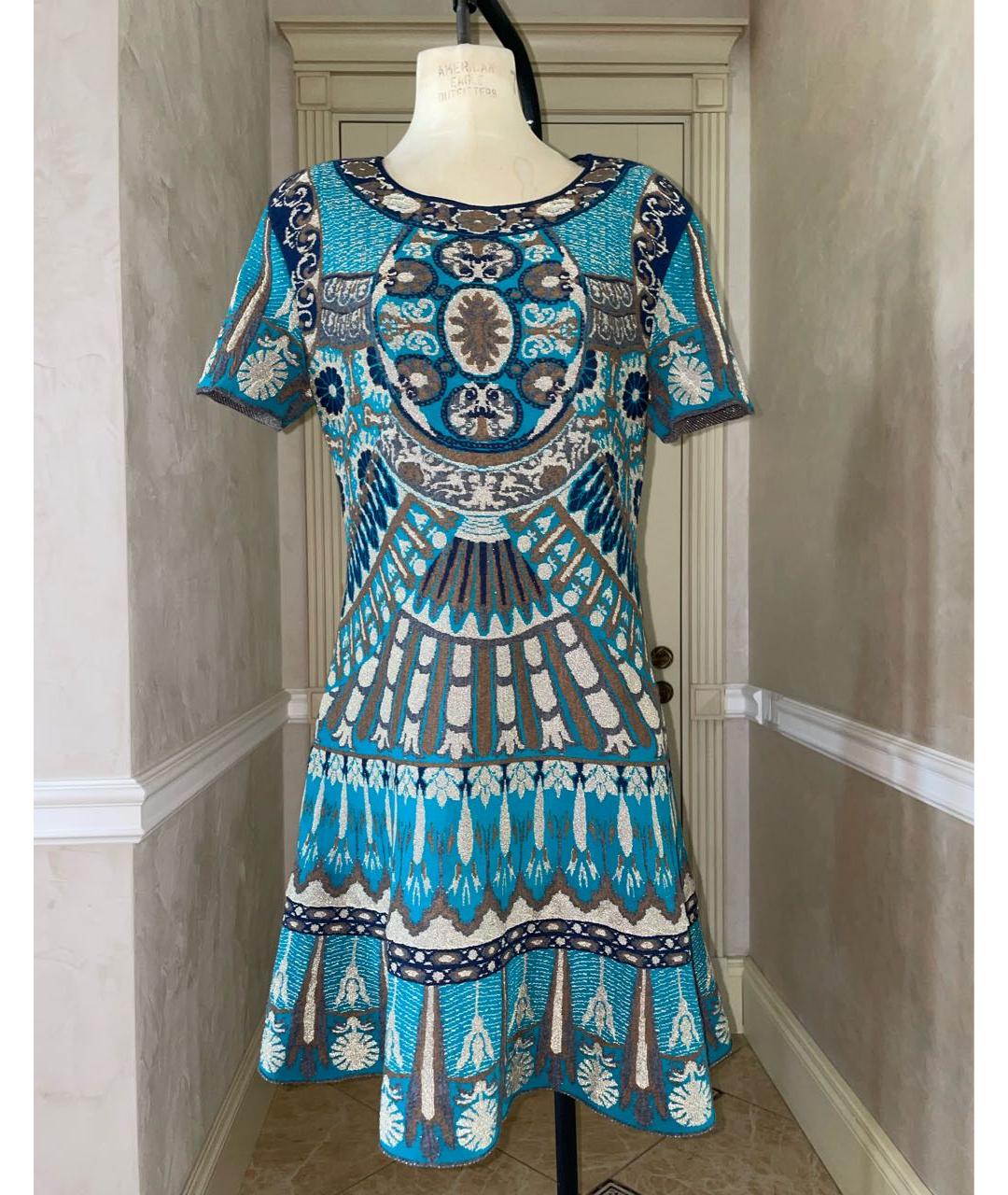 ALBERTA FERRETTI Зеленое шерстяное коктейльное платье, фото 7