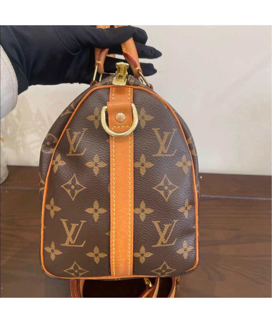 LOUIS VUITTON Коричневая кожаная сумка через плечо, фото 4