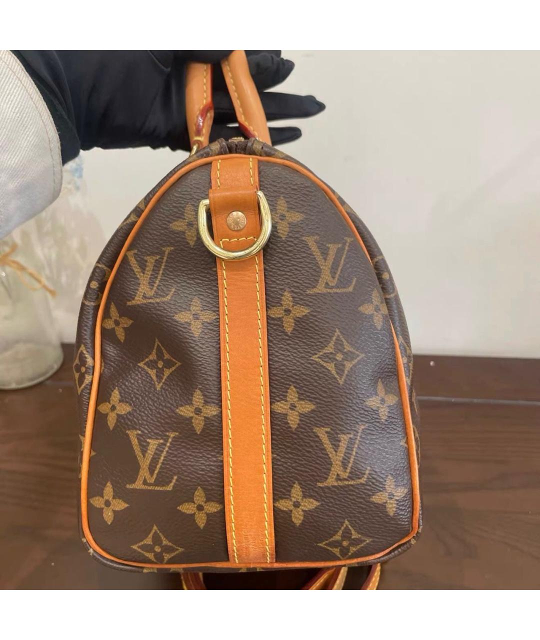 LOUIS VUITTON Коричневая кожаная сумка через плечо, фото 3