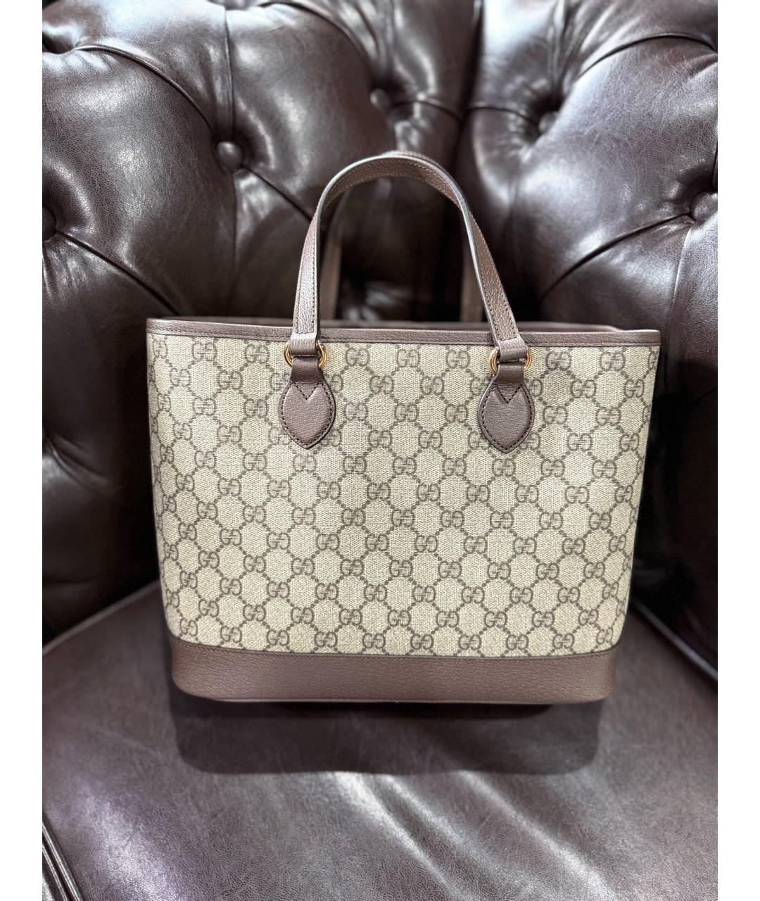 GUCCI Коричневая сумка через плечо из канвы, фото 4
