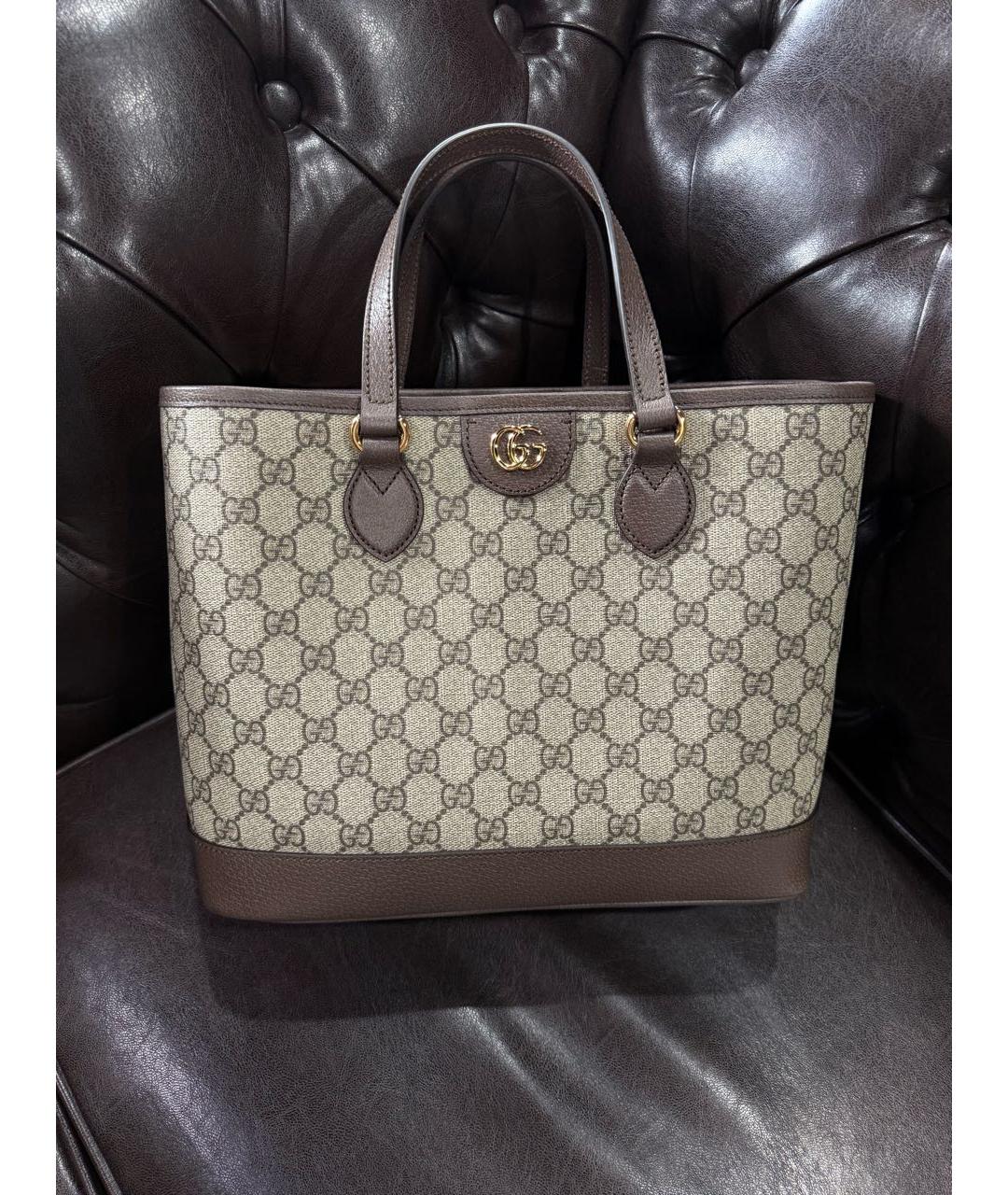 GUCCI Коричневая сумка через плечо из канвы, фото 3