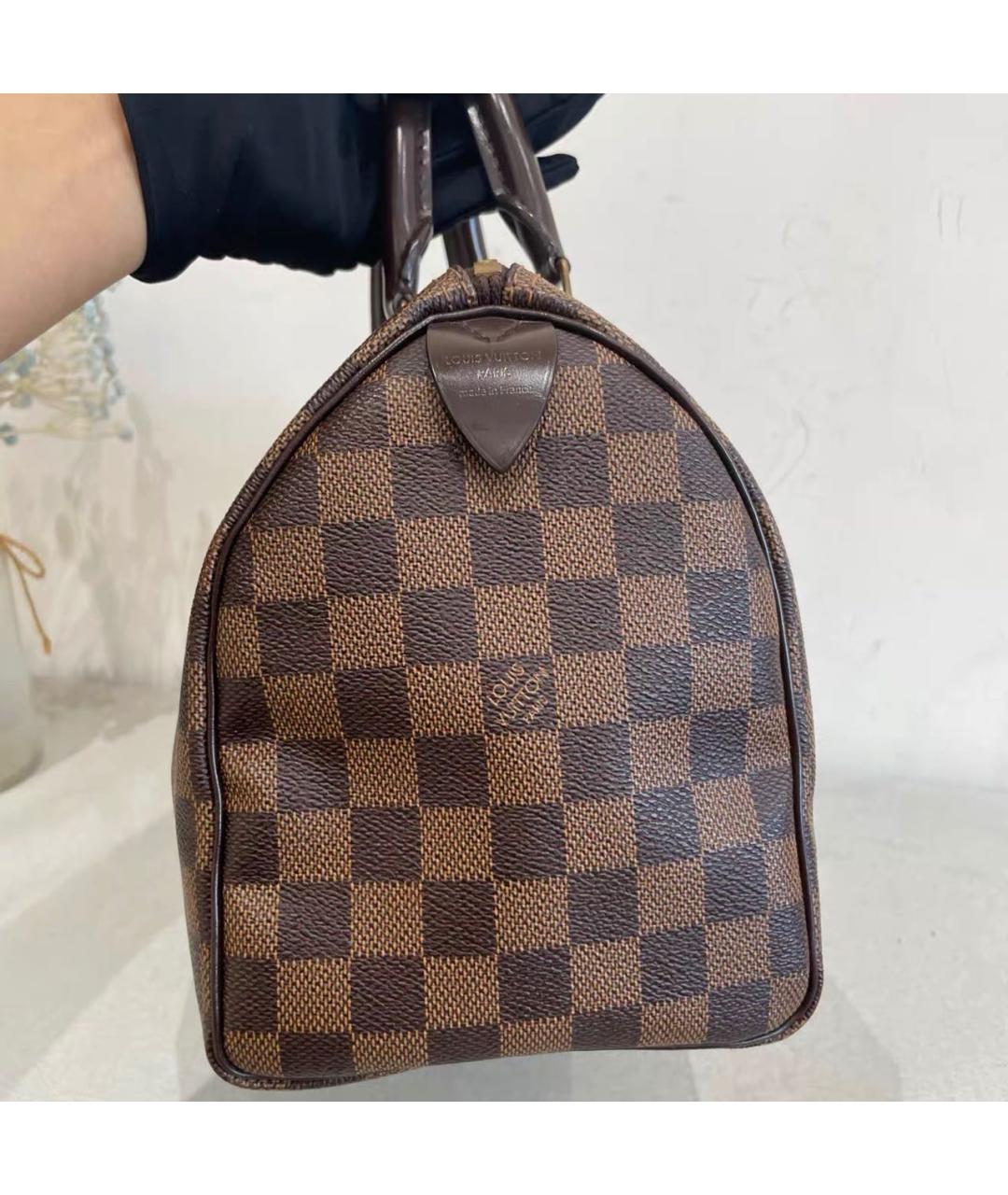 LOUIS VUITTON Коричневая сумка с короткими ручками из канвы, фото 3