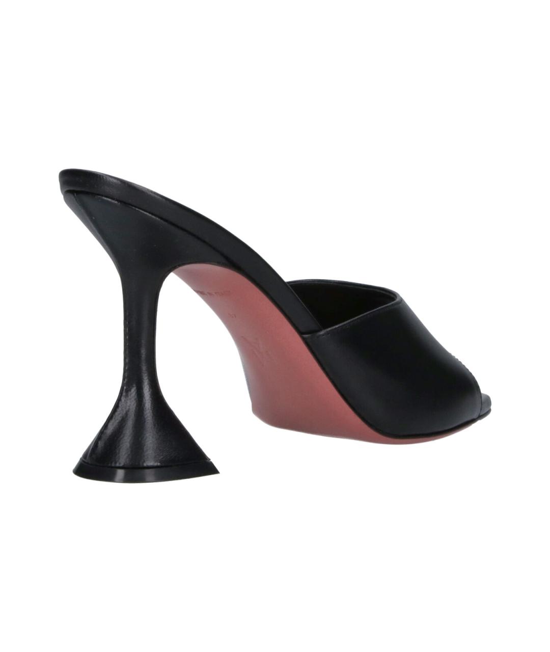 Amina Muaddi Черные кожаные мюли, фото 4