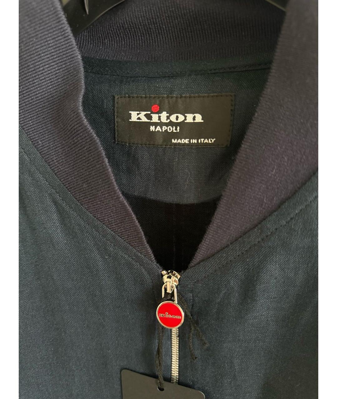 KITON Темно-синяя льняная куртка, фото 3
