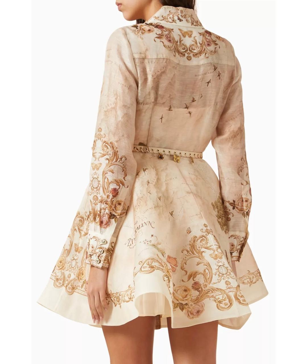 ZIMMERMANN Бежевое льняное коктейльное платье, фото 4
