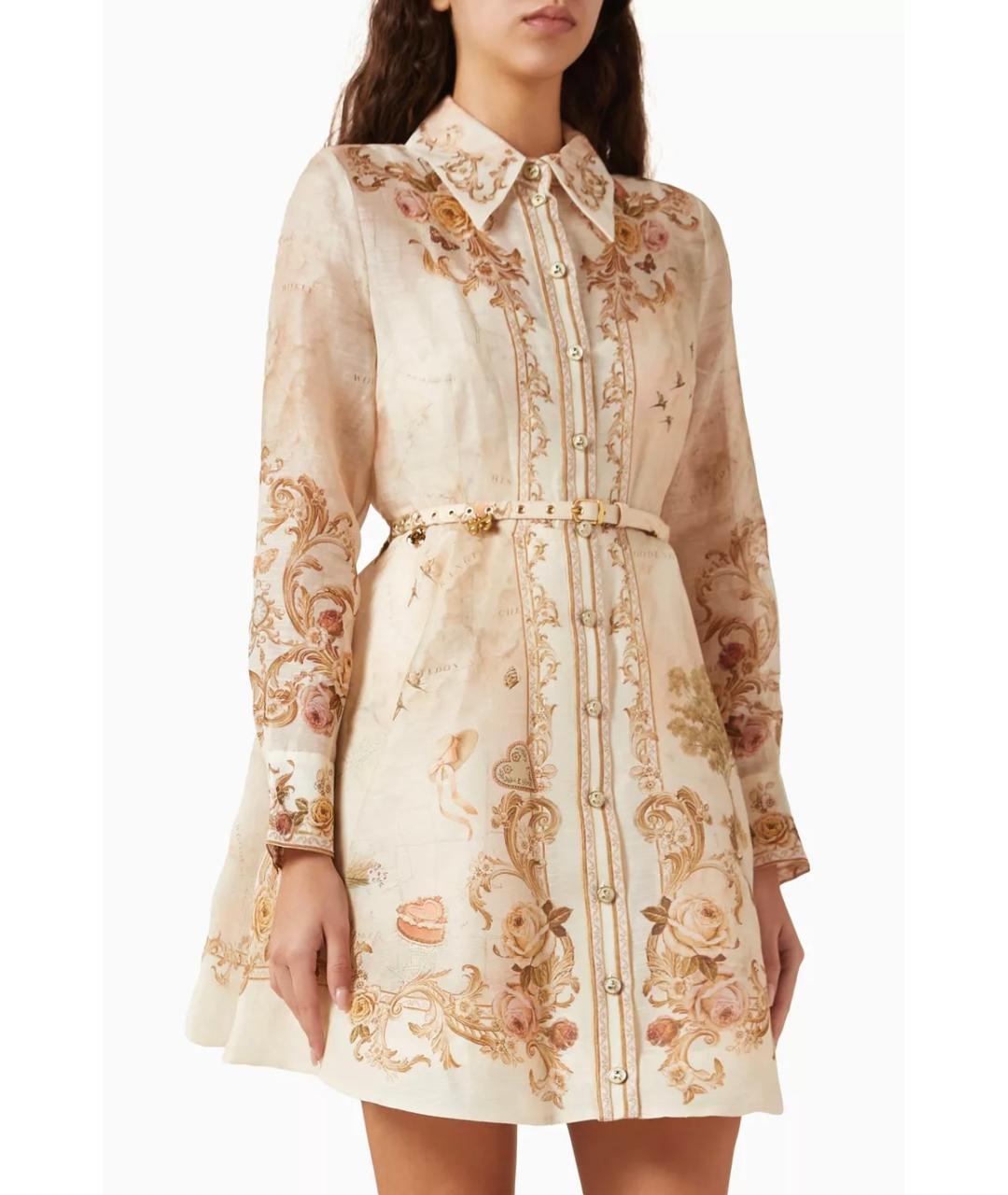 ZIMMERMANN Бежевое льняное коктейльное платье, фото 3