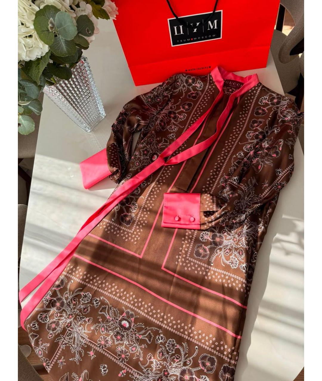 GUCCI Мульти шелковое платье, фото 5
