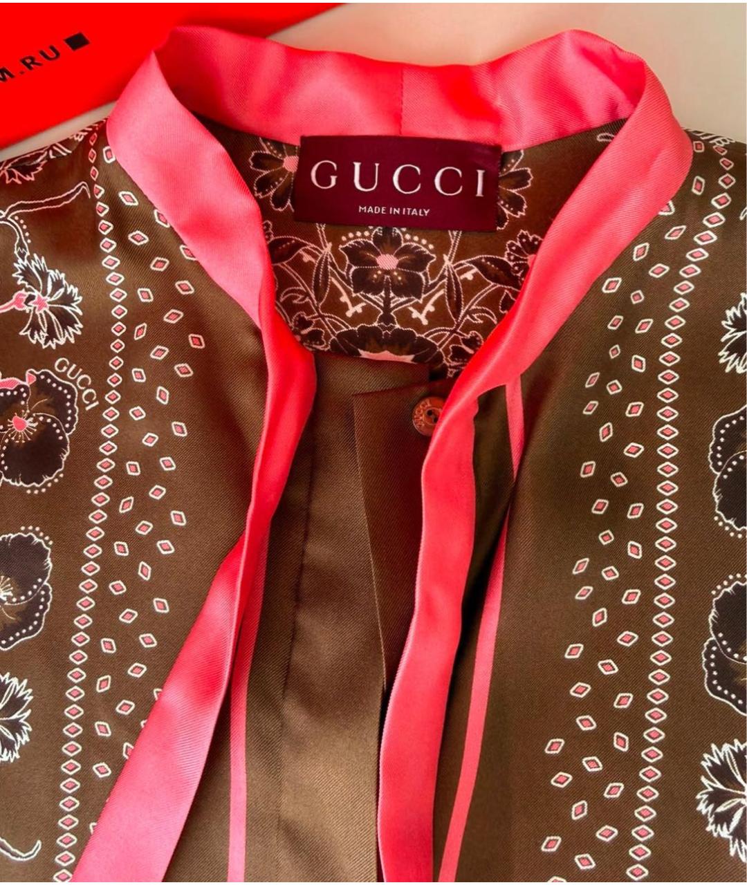 GUCCI Мульти шелковое платье, фото 3