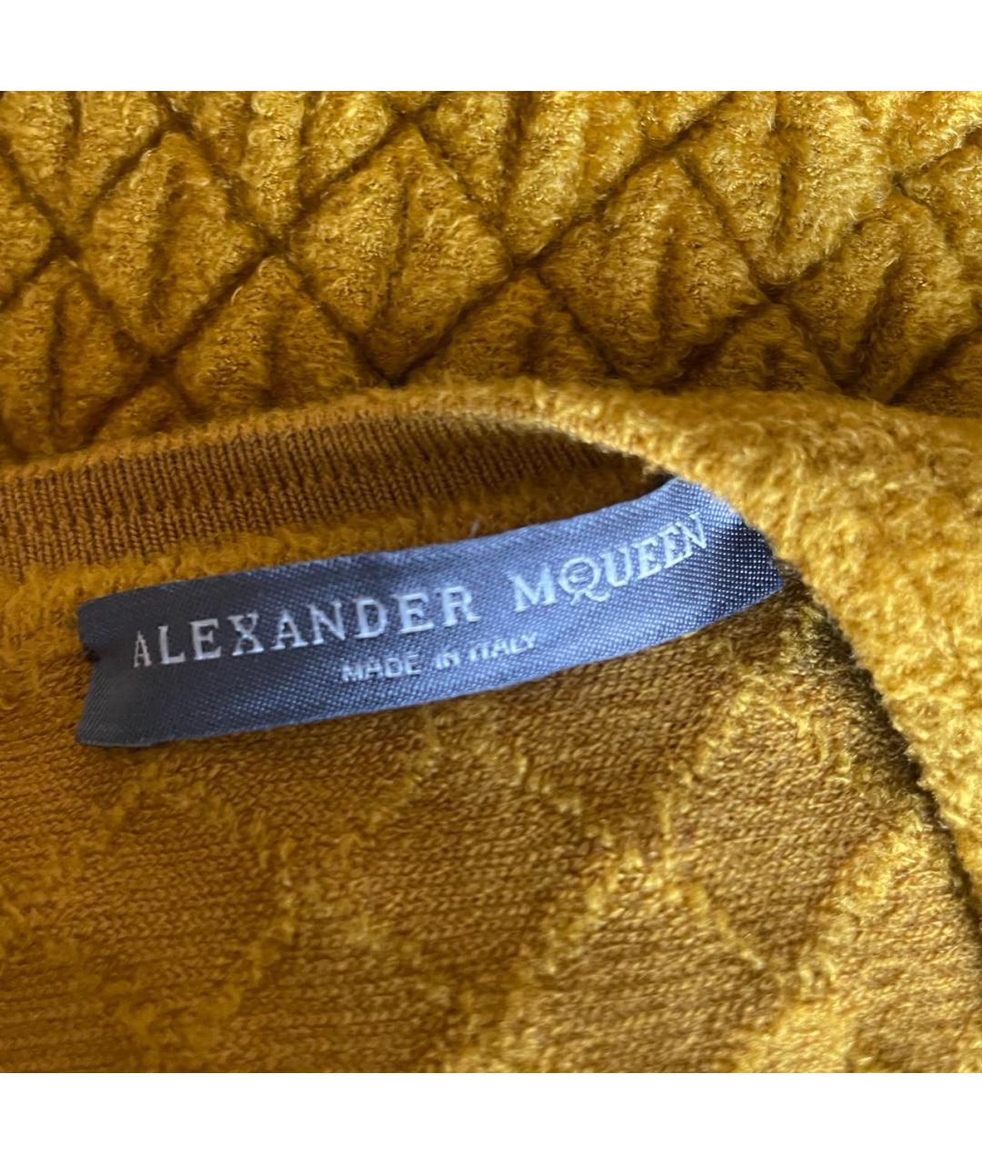 ALEXANDER MCQUEEN Золотое шерстяное коктейльное платье, фото 3