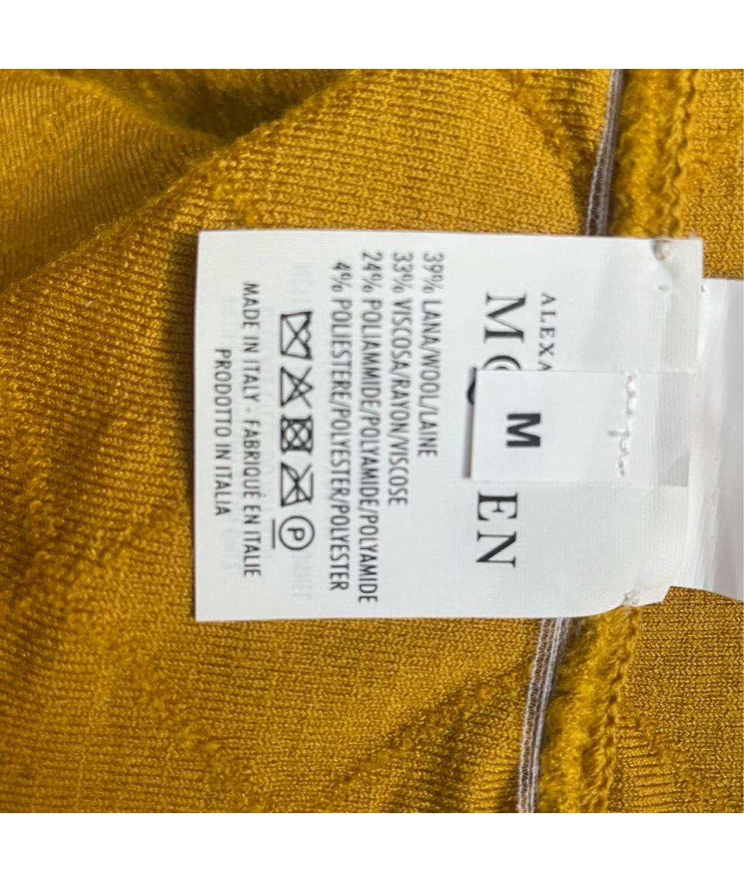 ALEXANDER MCQUEEN Золотое шерстяное коктейльное платье, фото 4