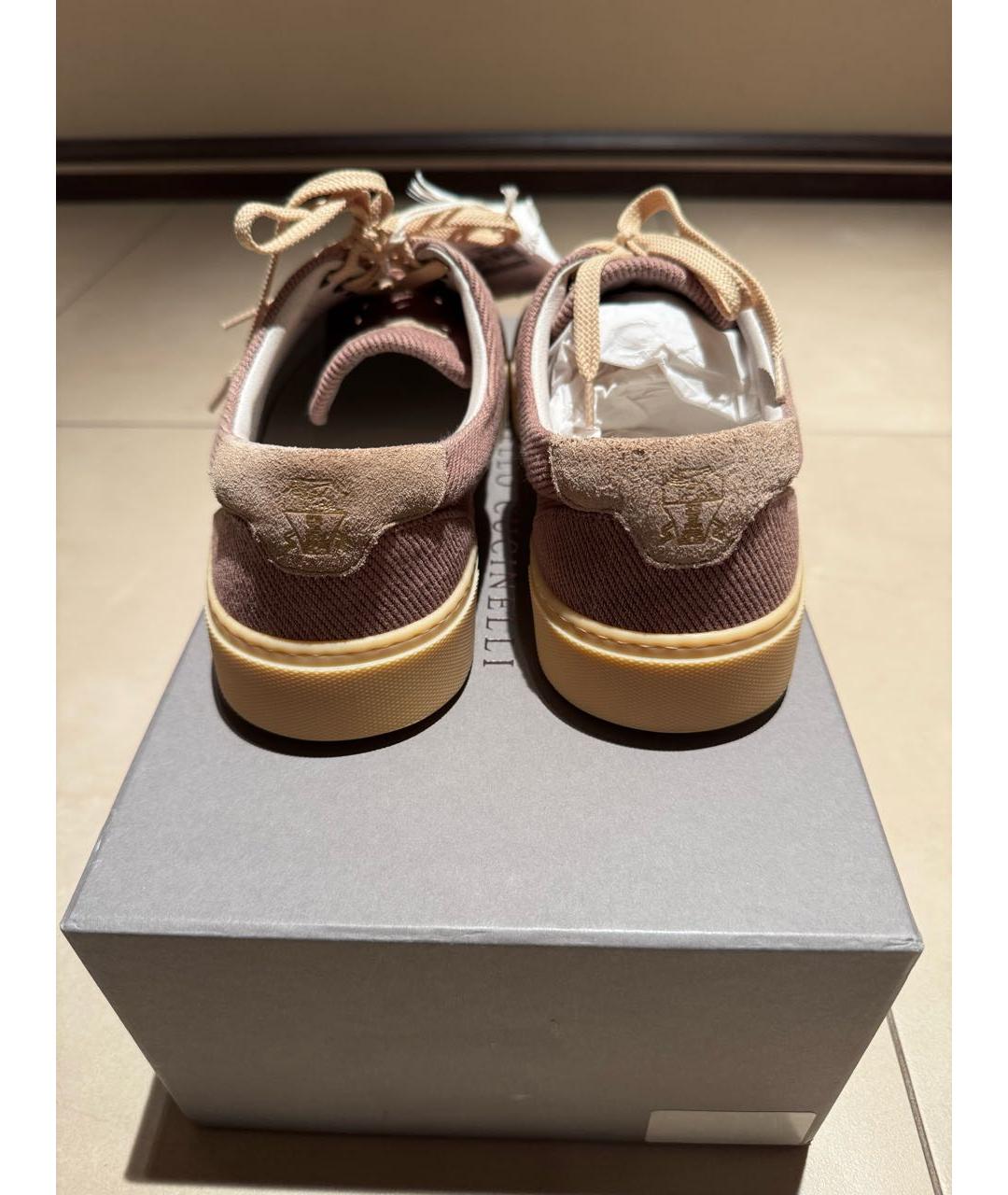 BRUNELLO CUCINELLI Коричневые текстильные низкие кроссовки / кеды, фото 3