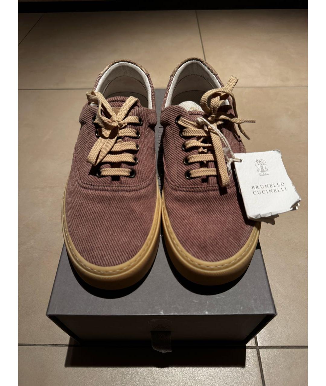 BRUNELLO CUCINELLI Коричневые текстильные низкие кроссовки / кеды, фото 2