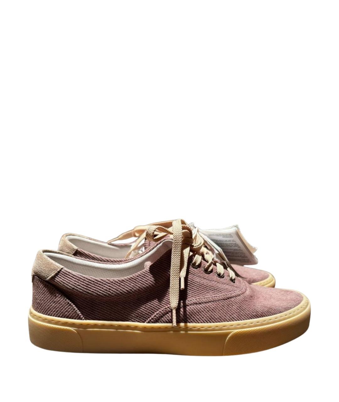 BRUNELLO CUCINELLI Коричневые текстильные низкие кроссовки / кеды, фото 1