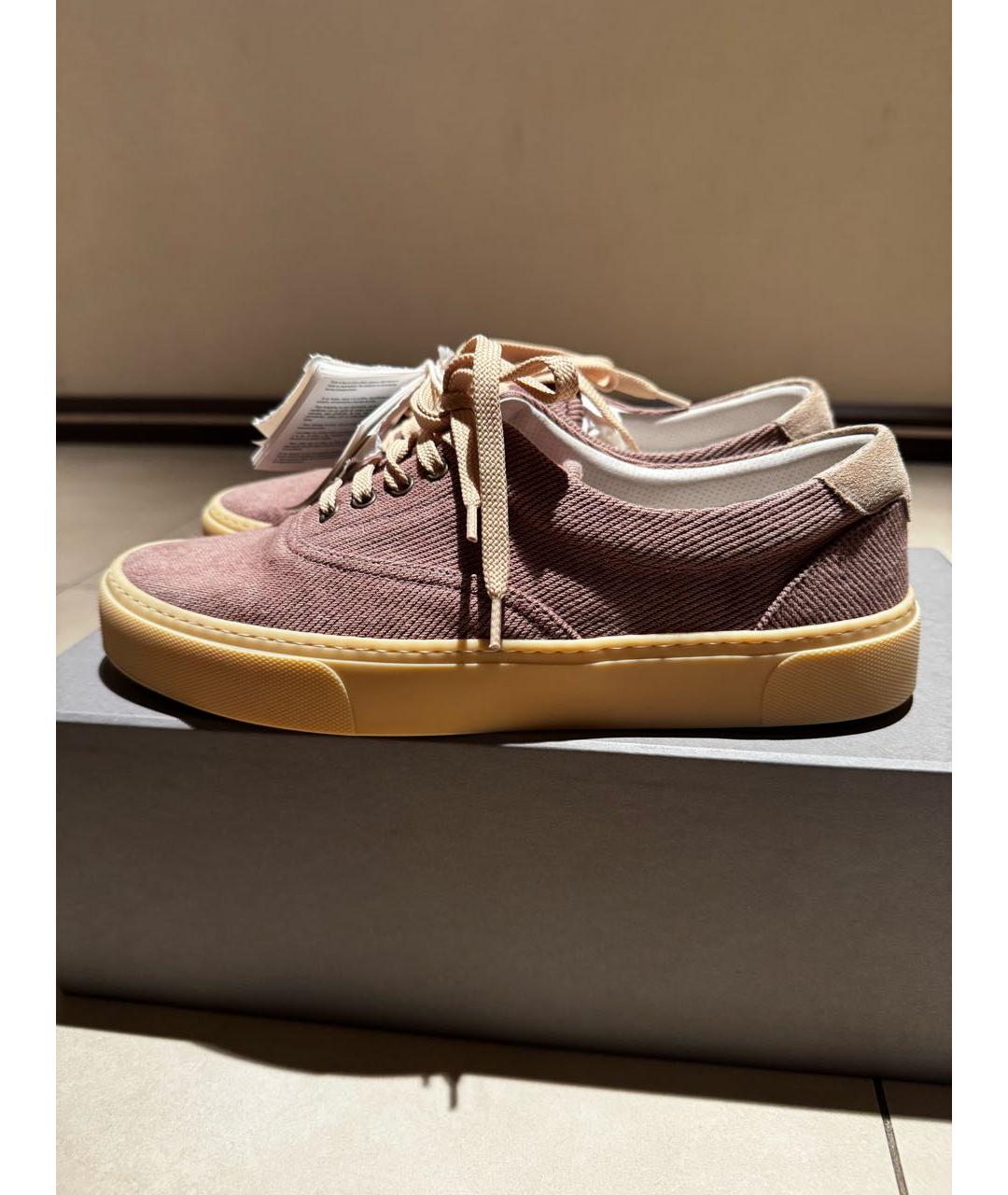 BRUNELLO CUCINELLI Коричневые текстильные низкие кроссовки / кеды, фото 5