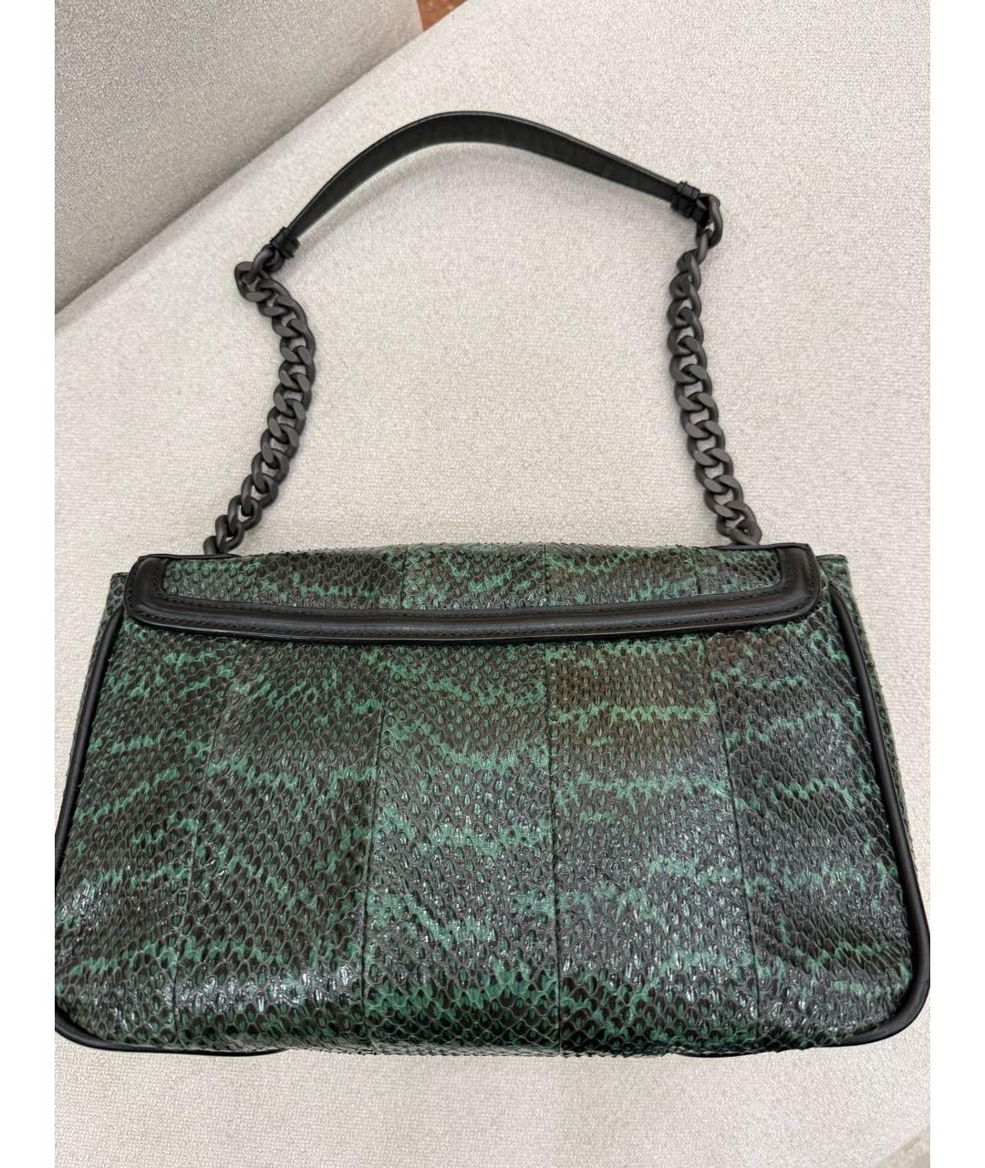 BOTTEGA VENETA Зеленая сумка через плечо из кожи питона, фото 3