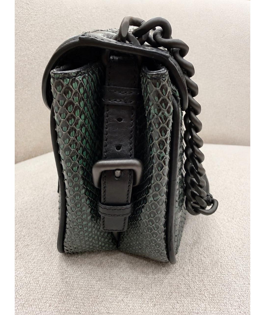 BOTTEGA VENETA Зеленая сумка через плечо из кожи питона, фото 4