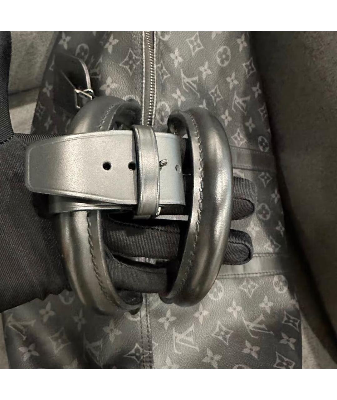 LOUIS VUITTON Черная кожаная дорожная/спортивная сумка, фото 5