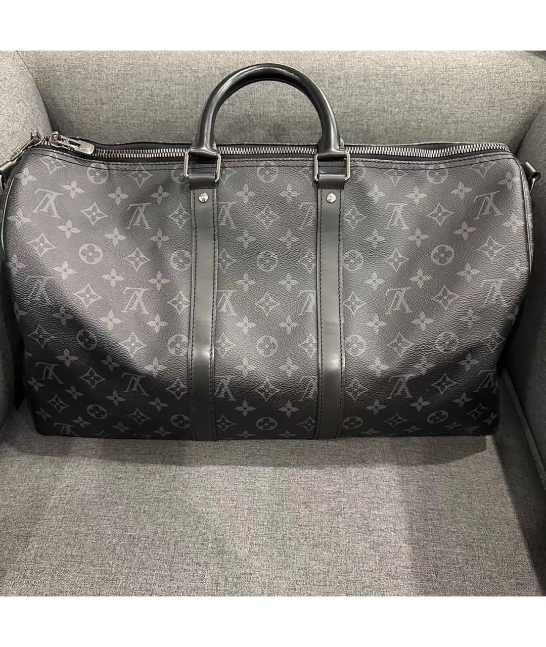 LOUIS VUITTON Черная кожаная дорожная/спортивная сумка, фото 2
