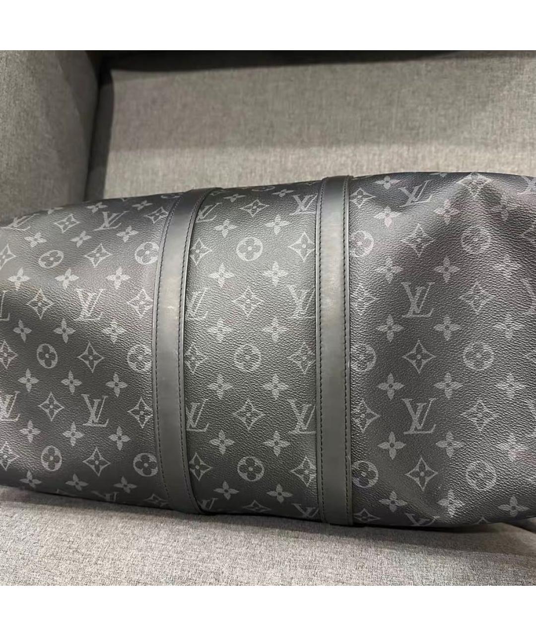 LOUIS VUITTON Черная кожаная дорожная/спортивная сумка, фото 4