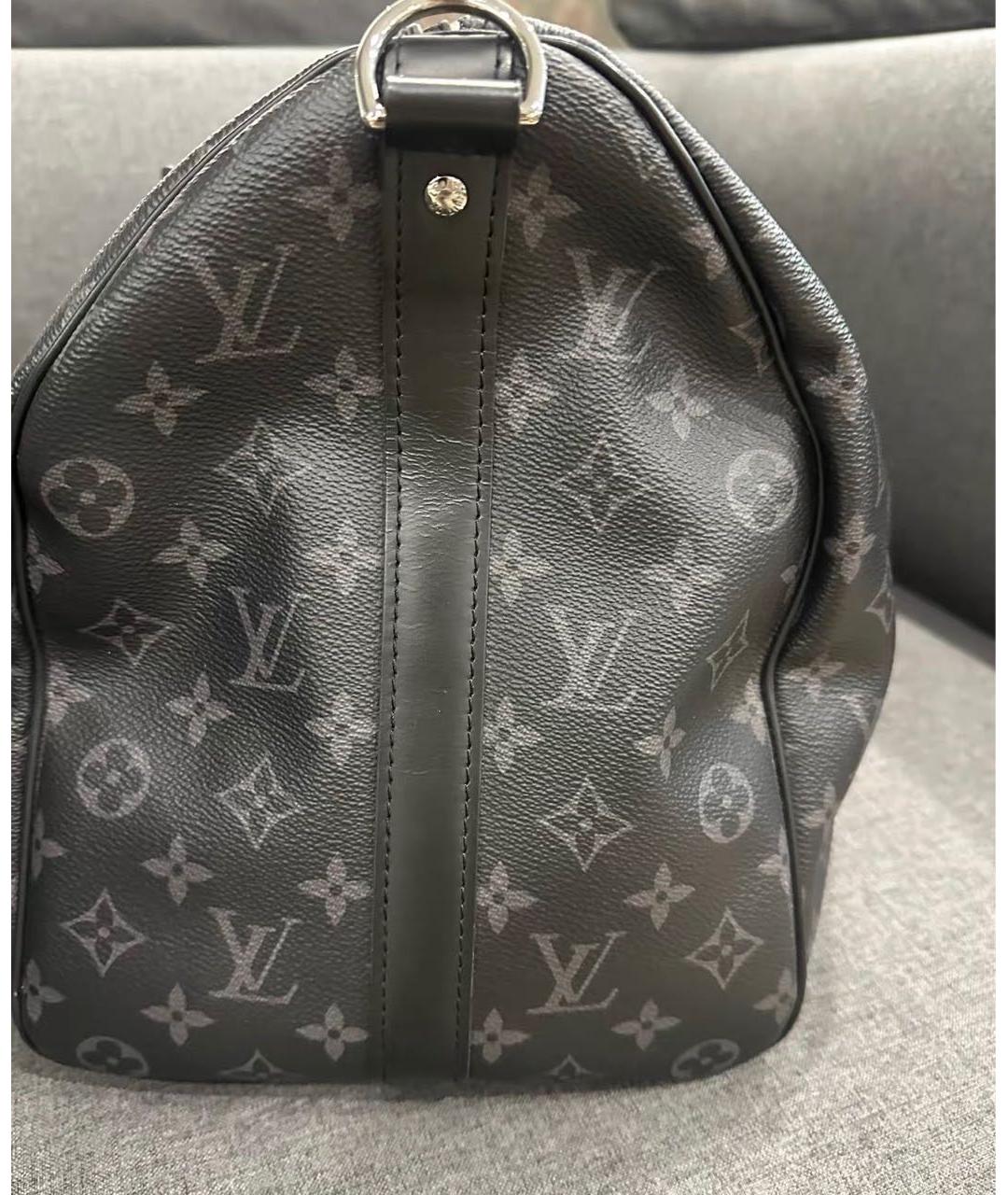LOUIS VUITTON Черная кожаная дорожная/спортивная сумка, фото 3