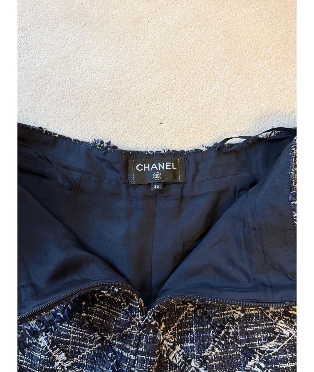 CHANEL Темно-синие твидовые шорты, фото 4