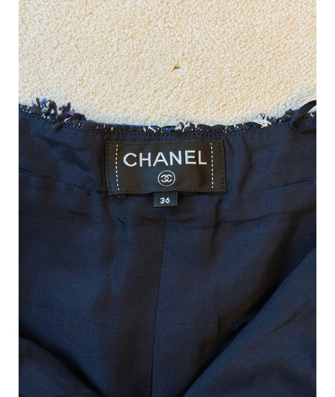 CHANEL Темно-синие твидовые шорты, фото 5