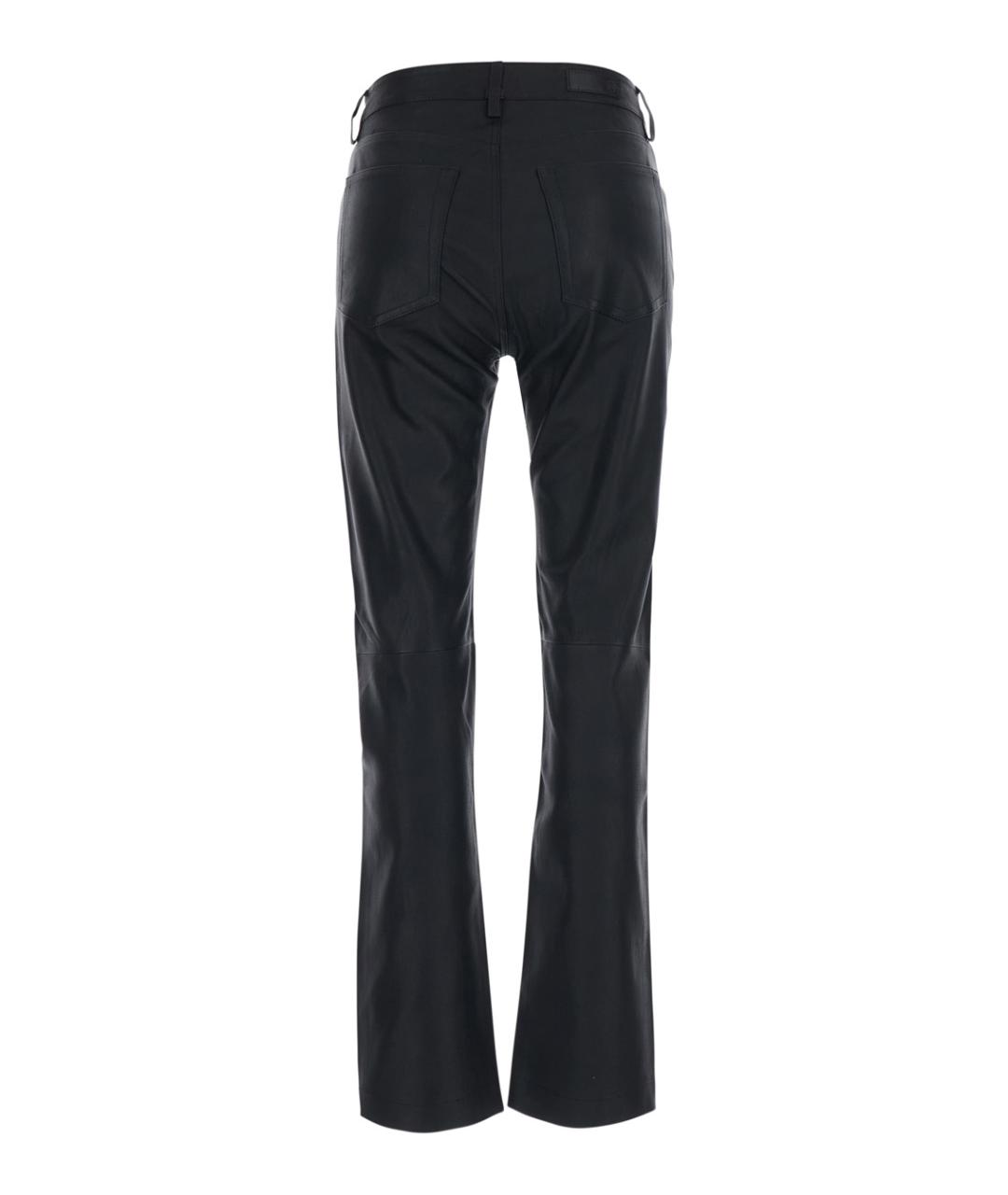 AG JEANS Черные кожаные прямые брюки, фото 2