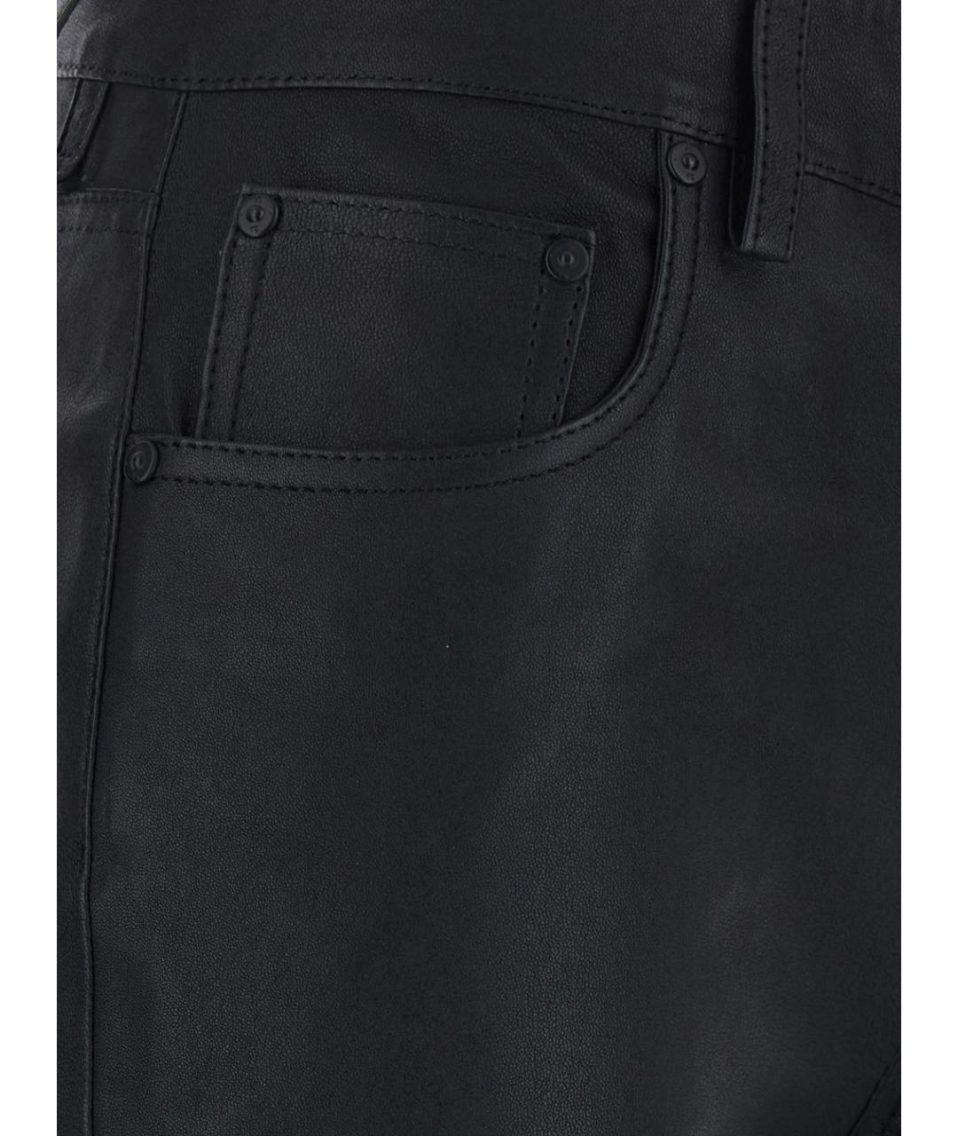 AG JEANS Черные кожаные прямые брюки, фото 3