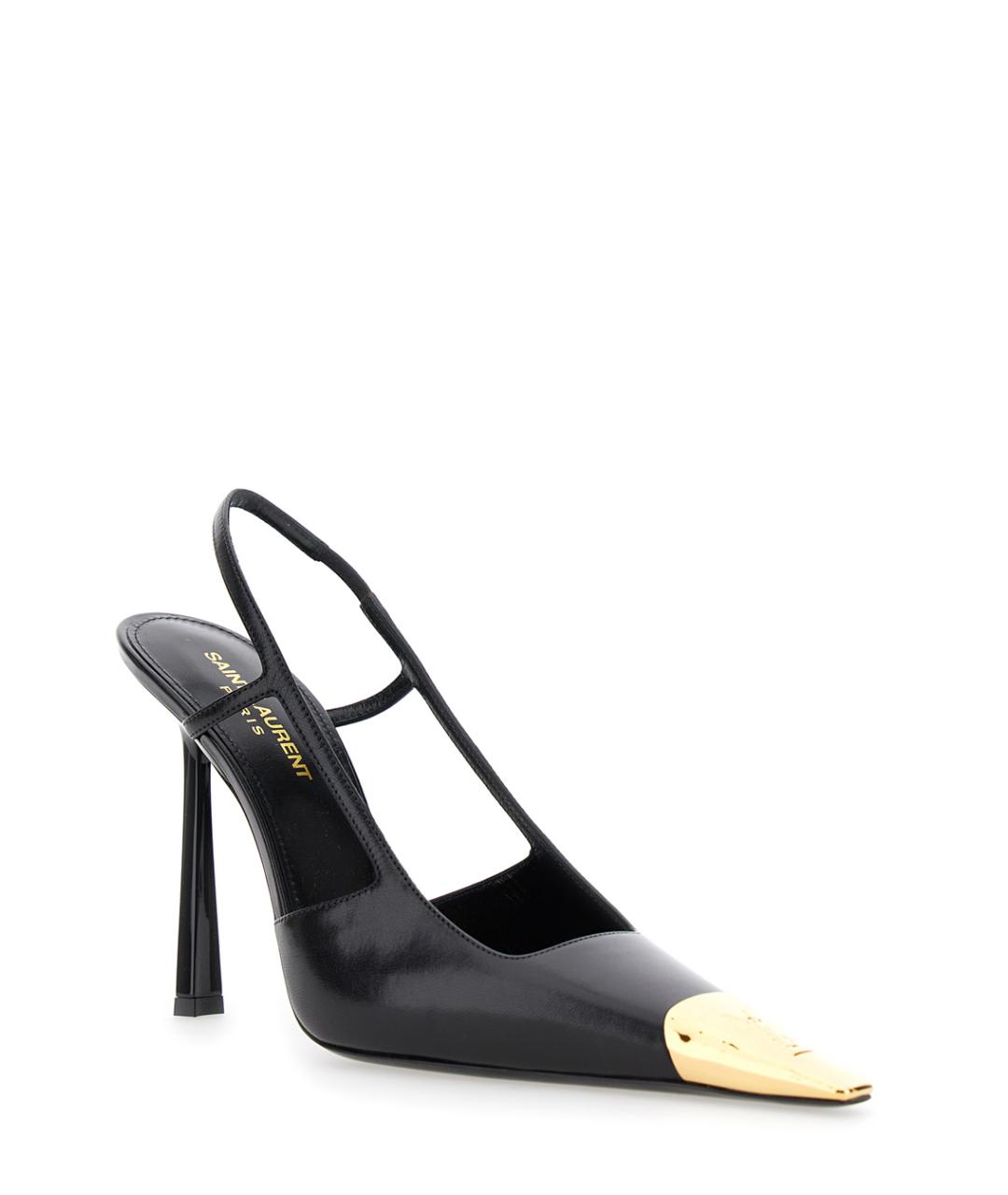 SAINT LAURENT Черные кожаные туфли, фото 2