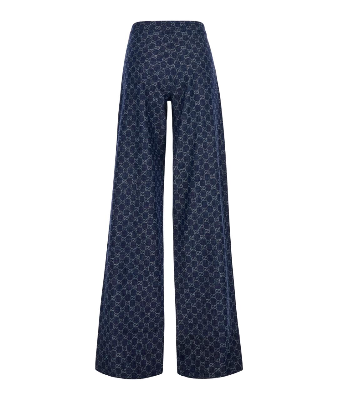 GUCCI Синие хлопковые прямые брюки, фото 2