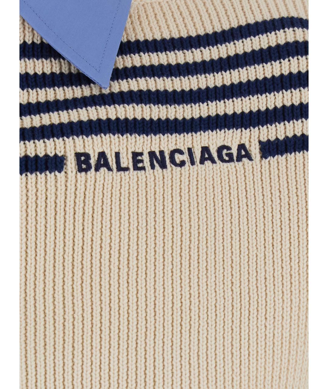 BALENCIAGA Белый хлопковый джемпер / свитер, фото 3