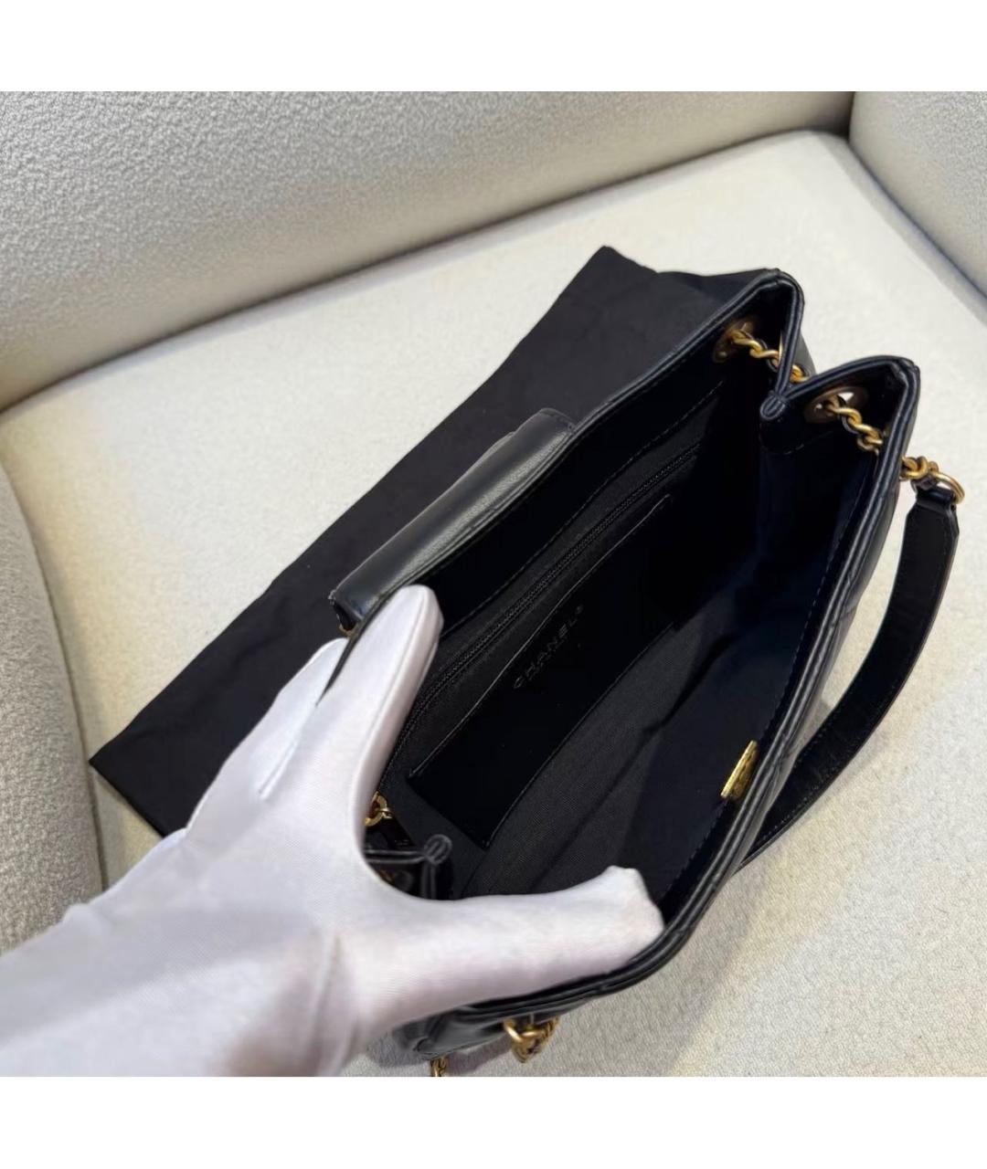 LOUIS VUITTON Черная кожаная сумка через плечо, фото 6