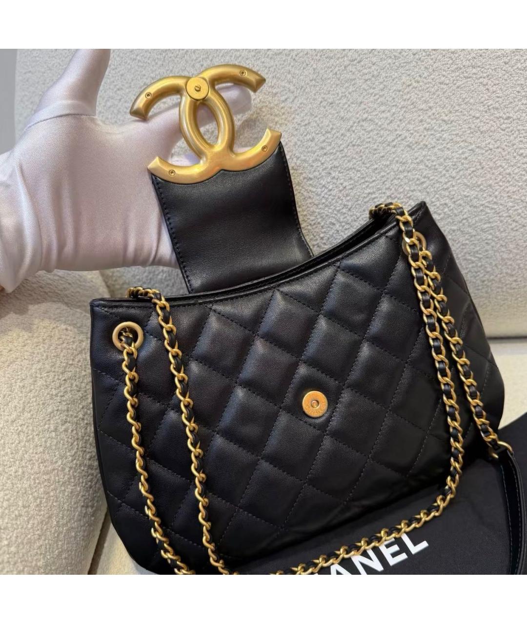 LOUIS VUITTON Черная кожаная сумка через плечо, фото 5