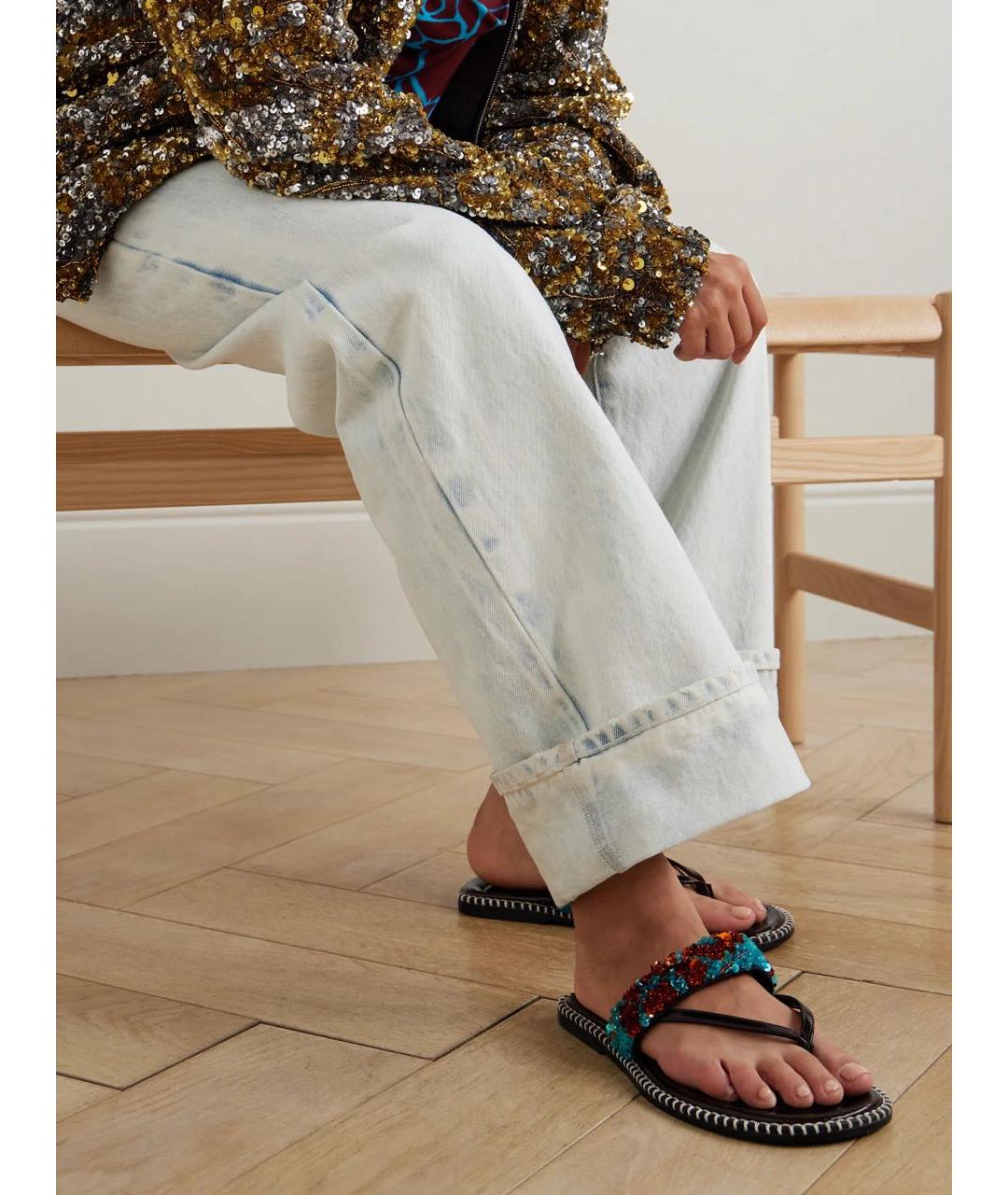 DRIES VAN NOTEN Коричневые кожаные шлепанцы, фото 3