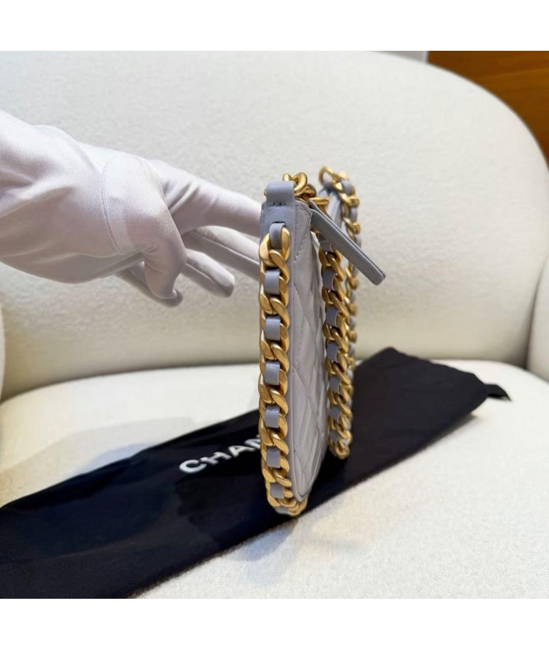 CHANEL Серая кожаная сумка через плечо, фото 4