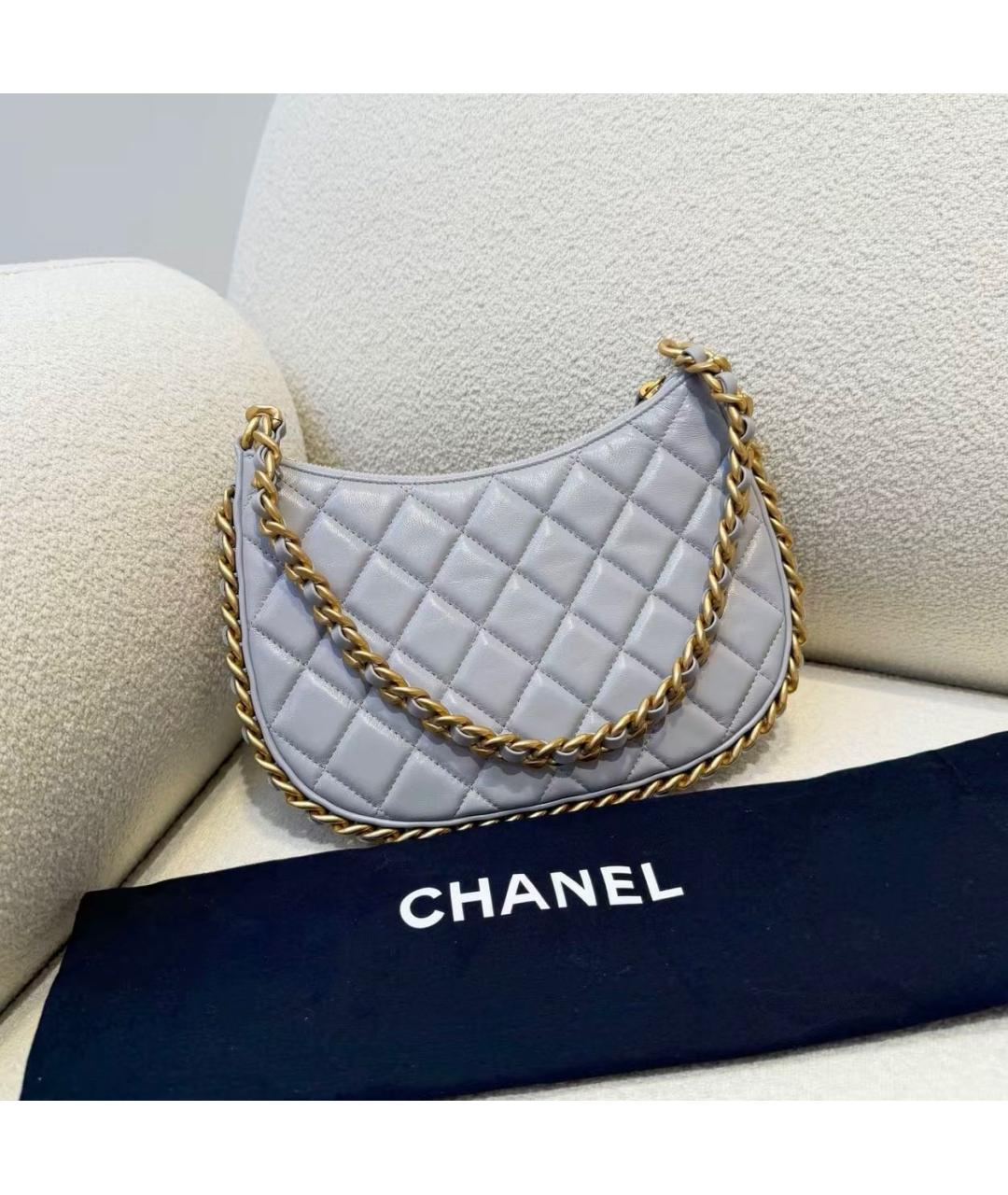 CHANEL Серая кожаная сумка через плечо, фото 2