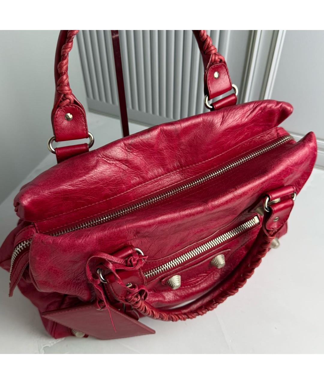 BALENCIAGA Красная кожаная сумка с короткими ручками, фото 6