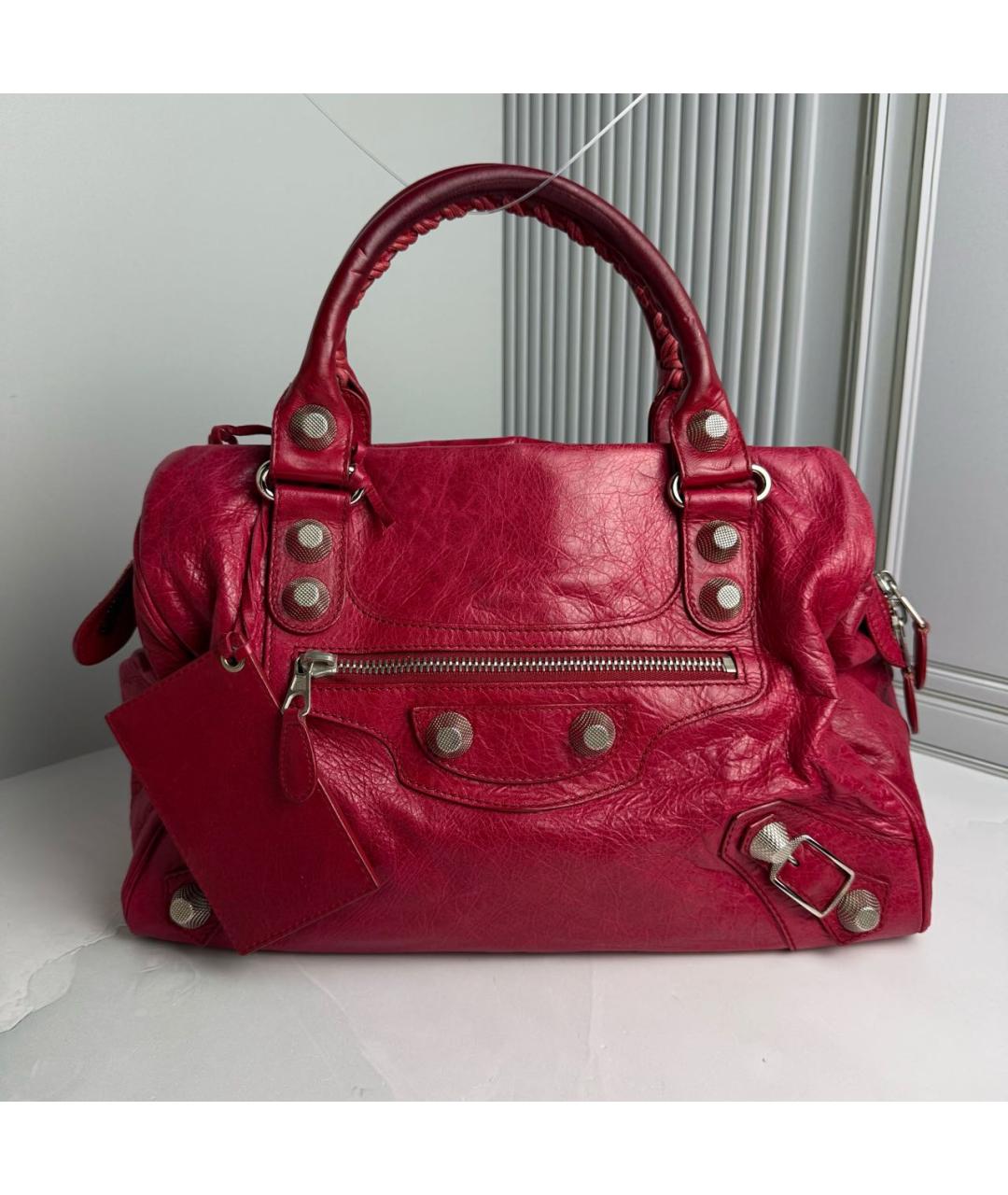 BALENCIAGA Красная кожаная сумка с короткими ручками, фото 9