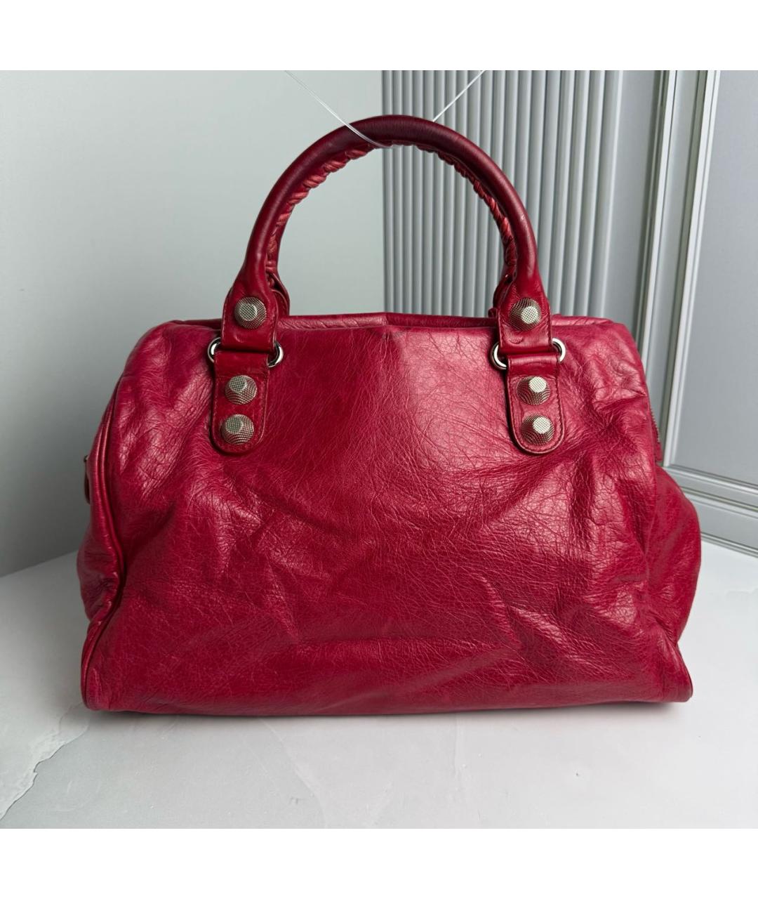 BALENCIAGA Красная кожаная сумка с короткими ручками, фото 2