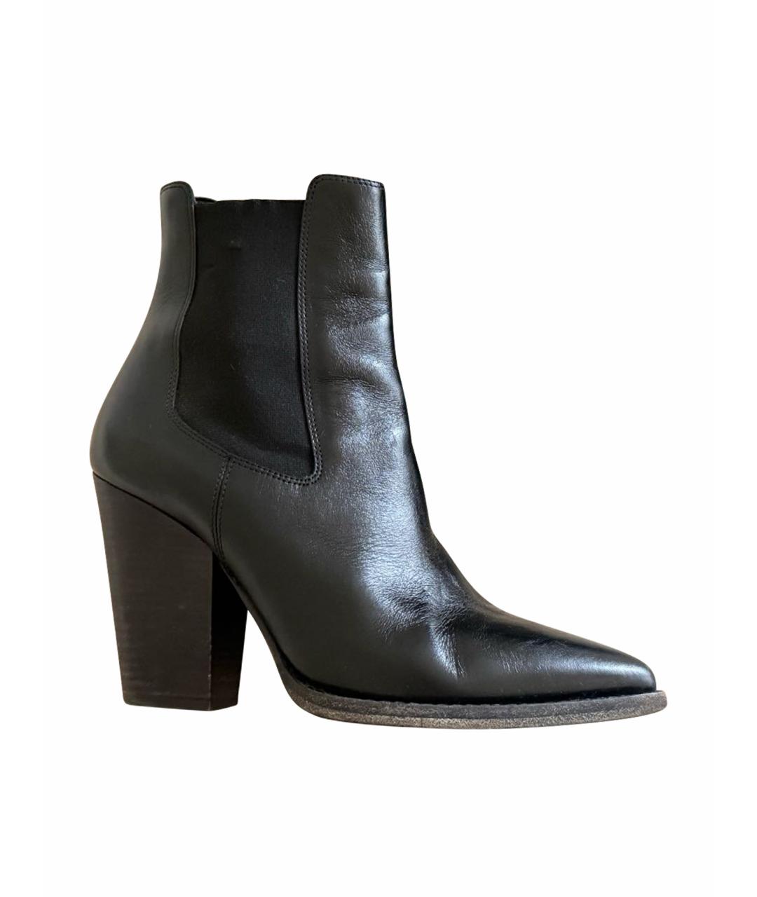 SAINT LAURENT Черные кожаные полусапоги, фото 1