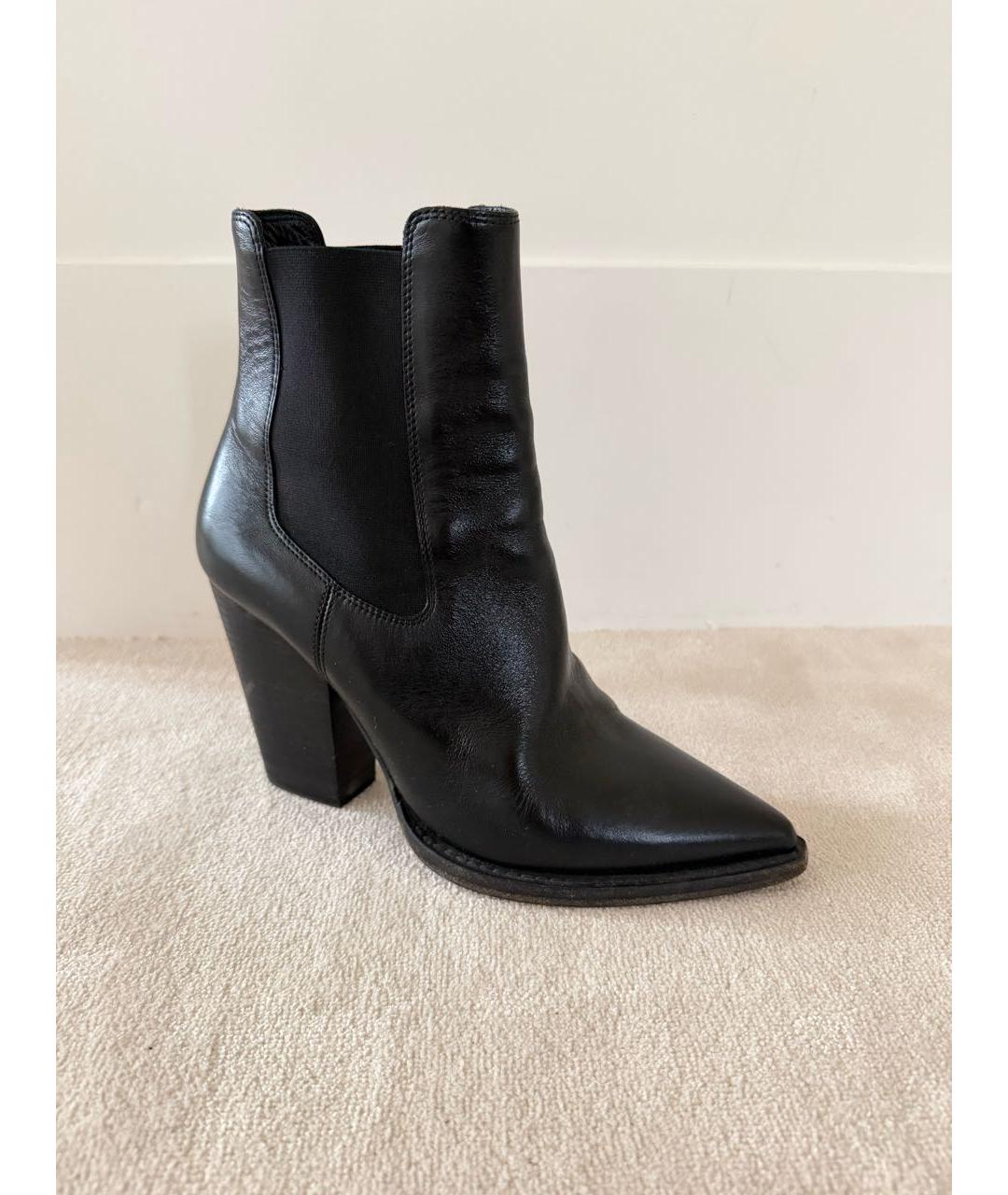 SAINT LAURENT Черные кожаные полусапоги, фото 2