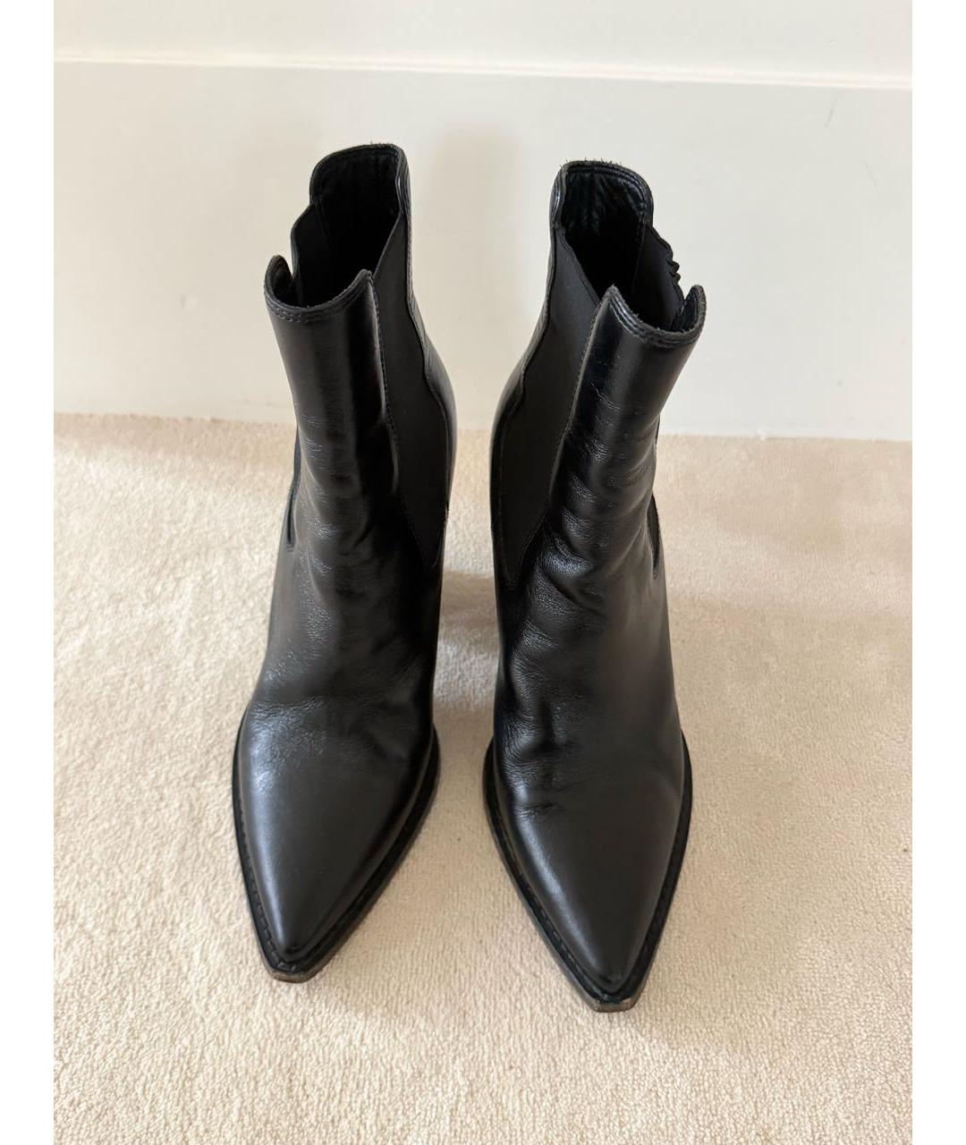 SAINT LAURENT Черные кожаные полусапоги, фото 5